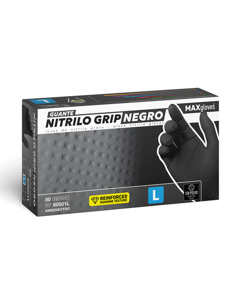 GUANTE NITRILO EXT. GRIP NEGRO T-M